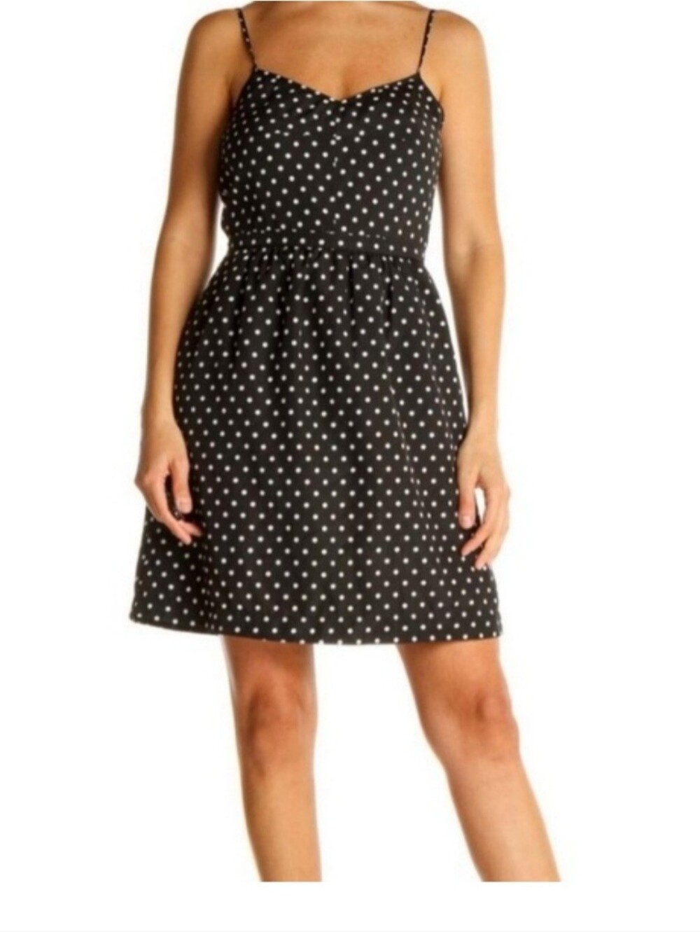 J. Crew Factory Black Polka Dot Spaghetti Strap Mini Dress